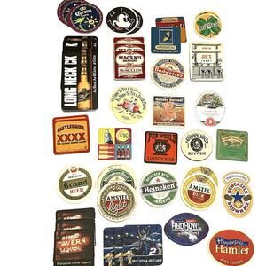 VTG Beer Coasters Lot 1970-2000 Retro Bar Restaurant USA UK Miller Heineken etc